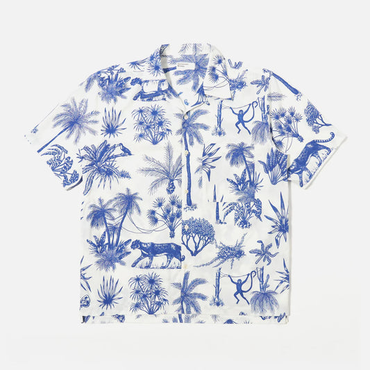 Universal Works White Jungle Toile Poplin Camp Shirt
