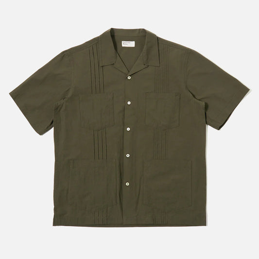 Universal Works Olive Tech Cotton S/S Dwight Overshirt