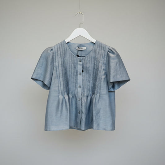 FLENO Pintuck Flare Blouse- Sky Blue