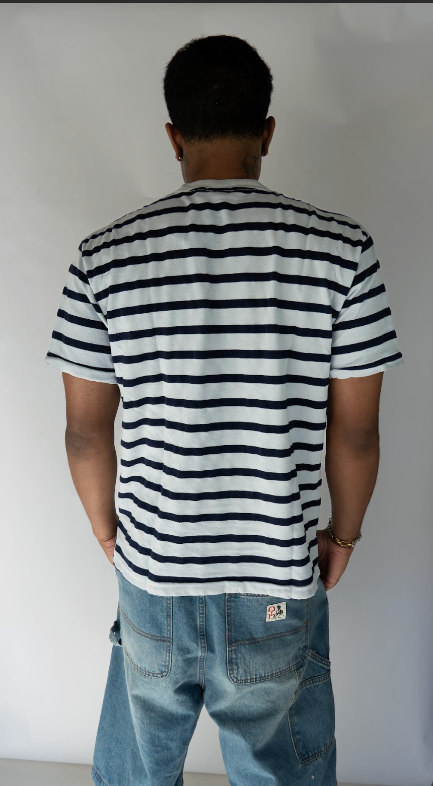 ASHER LA Enzo Stripe Tee-  Ice Blue