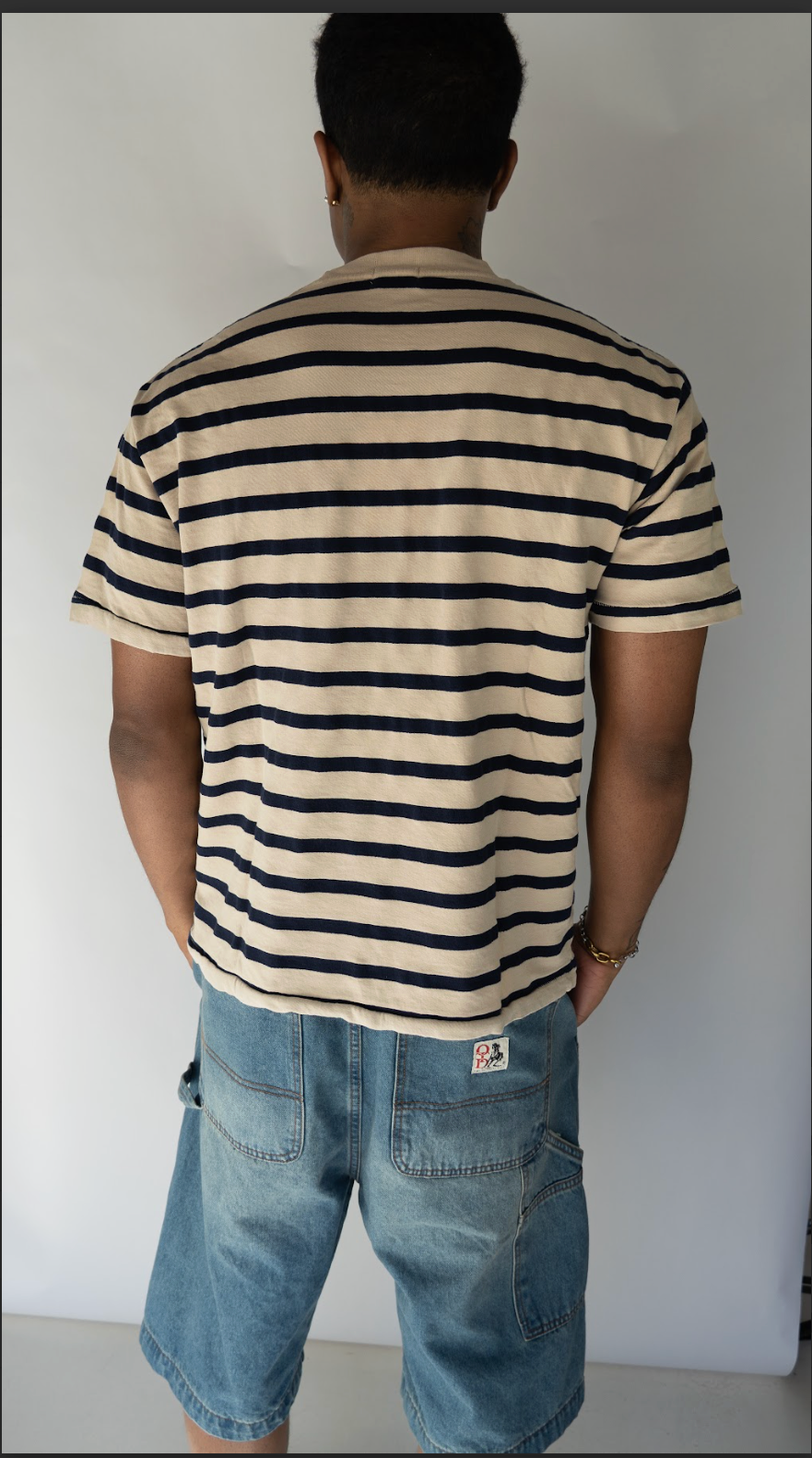 ASHER LA Enzo Stripe TEE- Bisque