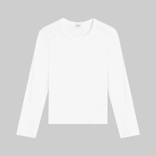 LESET POINTELLE SLIM FIT LONG SLEEVE - White