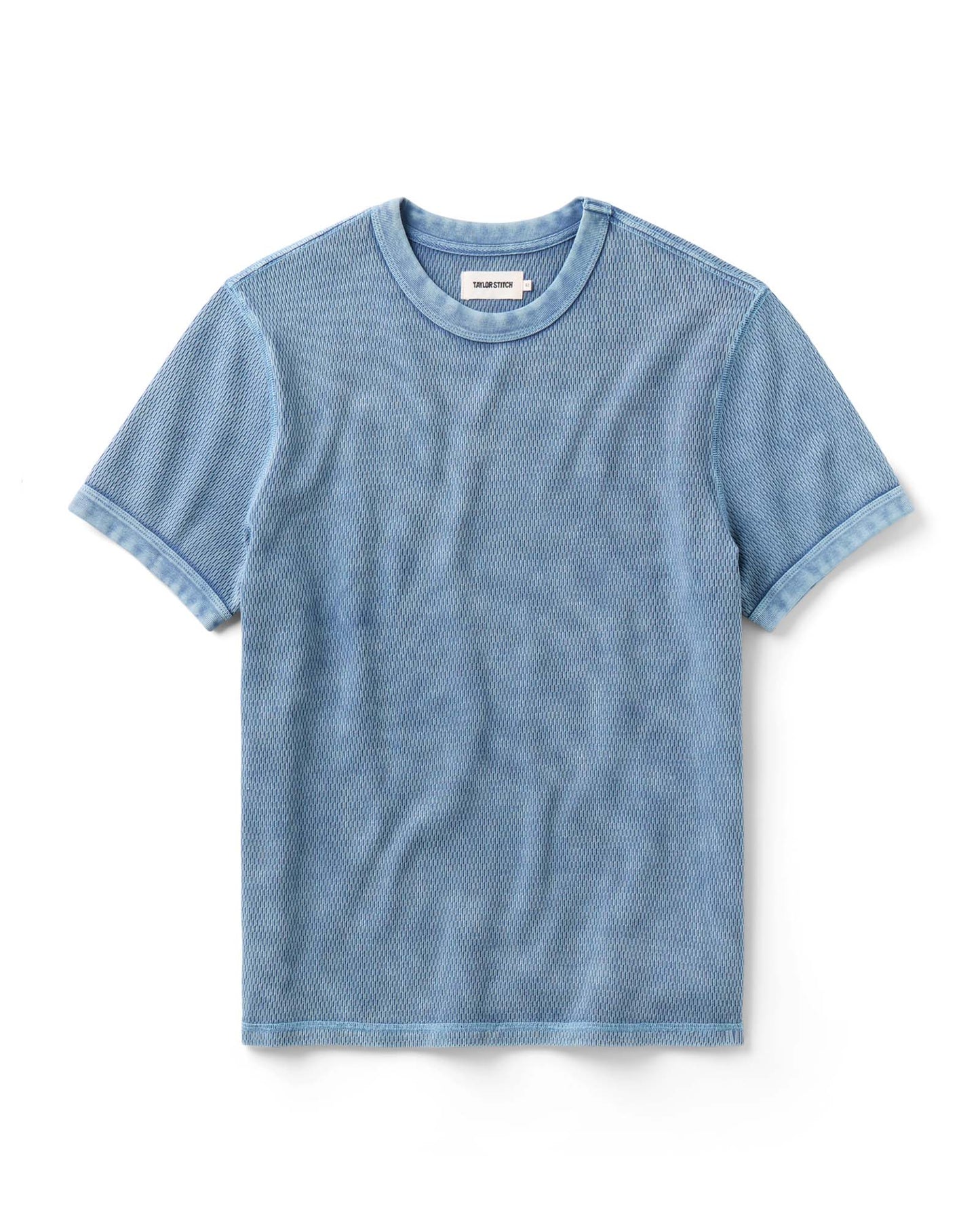 Taylor Stitch  The Organic S/S Crew- Washed Blue Waffle