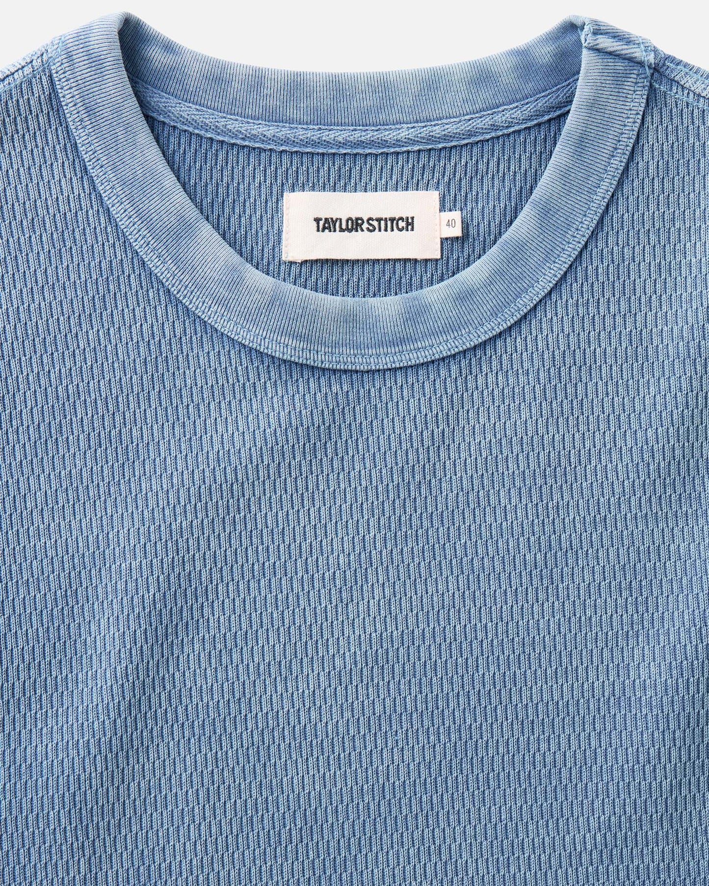 Taylor Stitch  The Organic S/S Crew- Washed Blue Waffle
