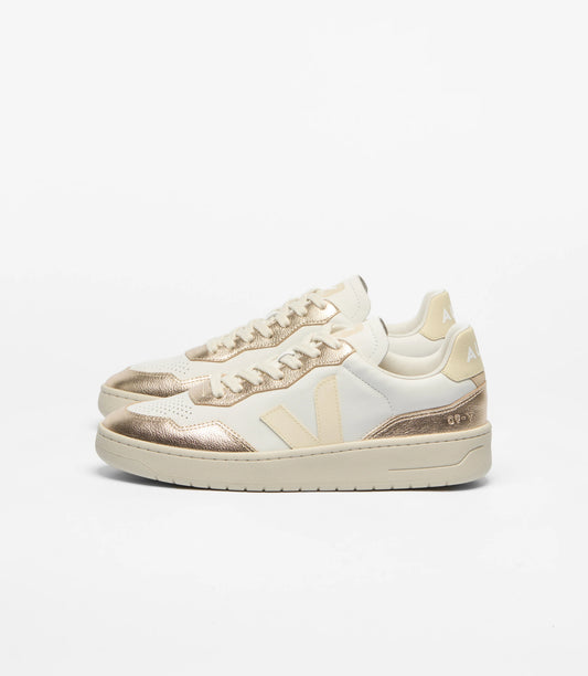 Veja Womens V90 O.T Leather -White Calcaire Platine